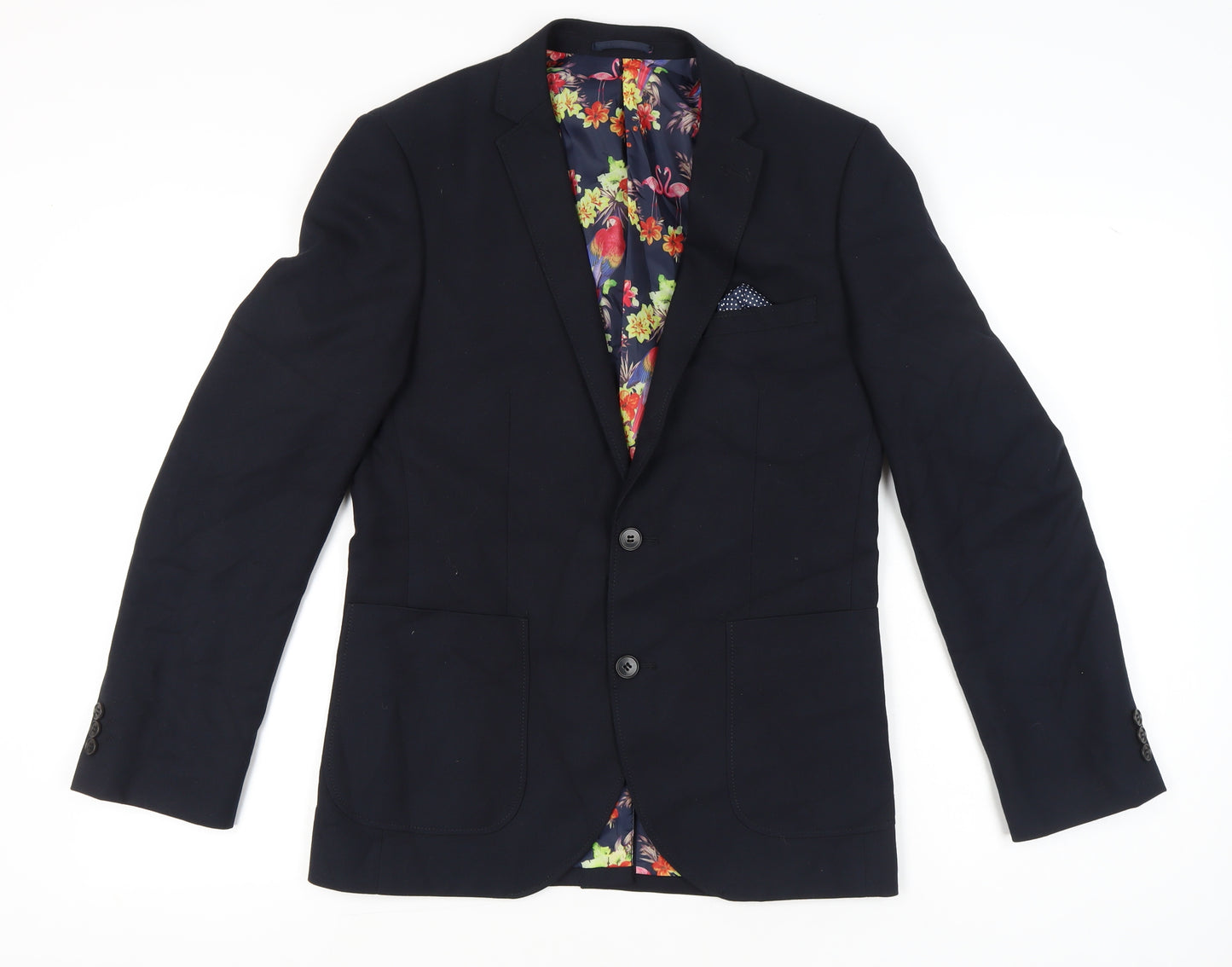 Moss London Men's Blue Blazer Jacket 38 Regular Polyester Viscose