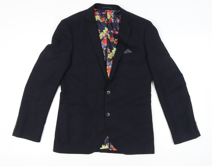 Moss London Men's Blue Blazer Jacket 38 Regular Polyester Viscose