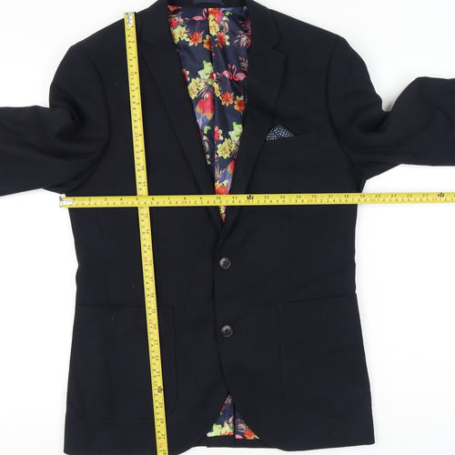 Moss London Men's Blue Blazer Jacket 38 Regular Polyester Viscose
