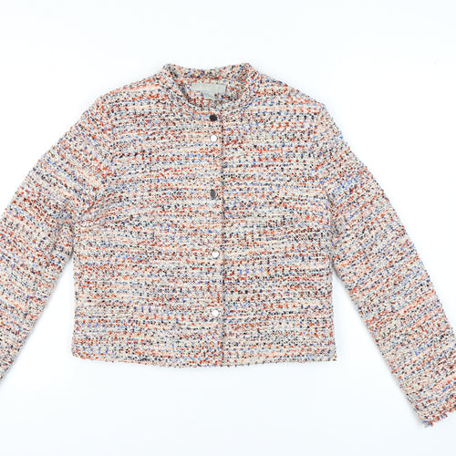 H&M Women’s Multicoloured Bouclé Cropped Suit Jacket Size 8