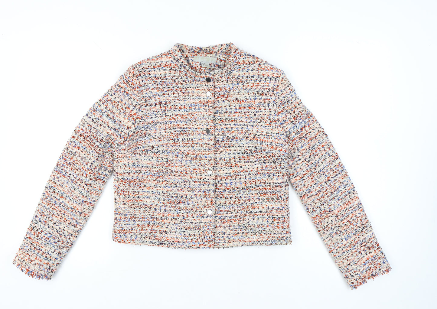 H&M Women’s Multicoloured Bouclé Cropped Suit Jacket Size 8