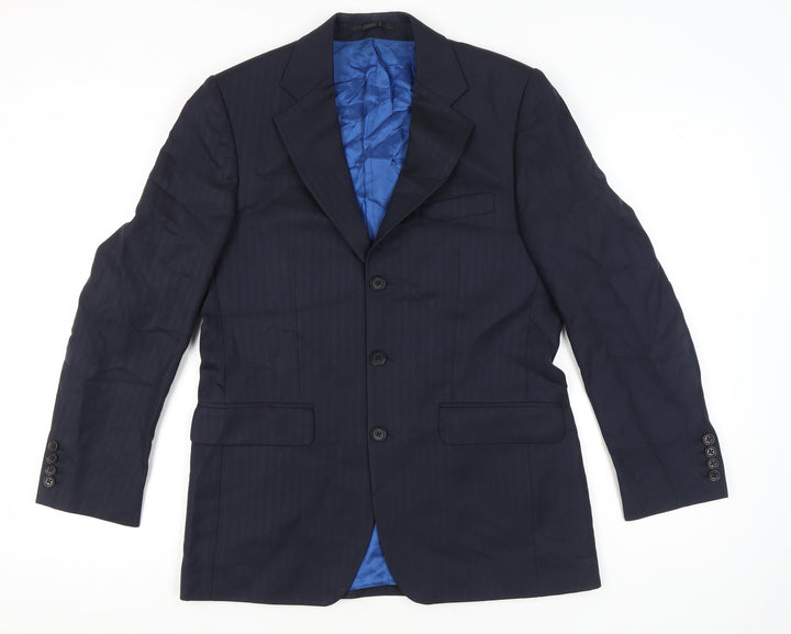 Charles Tyrwhitt Men's Blue 38R Wool Blazer Jacket Notch Lapel