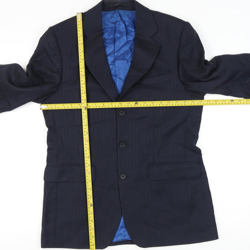 Charles Tyrwhitt Men's Blue 38R Wool Blazer Jacket Notch Lapel
