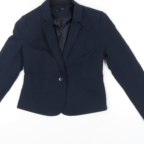 Topshop Women’s Blue Blazer UK 10 Regular Fit One Button Tailored Jacket