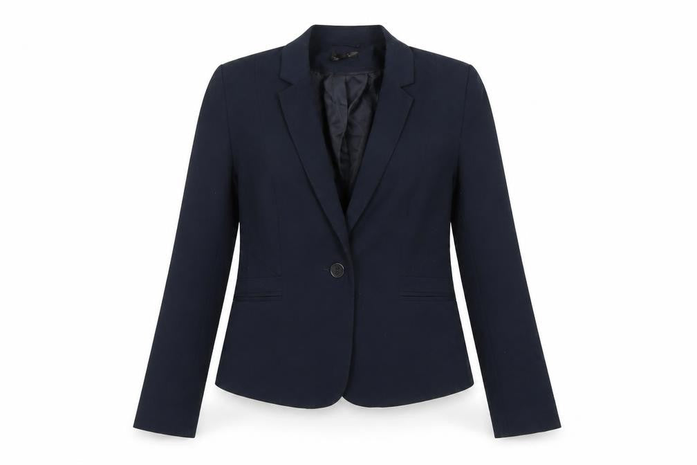 Front view of Topshop Women’s Blue Blazer UK 10 Regular Fit One Button Tailored Jacket