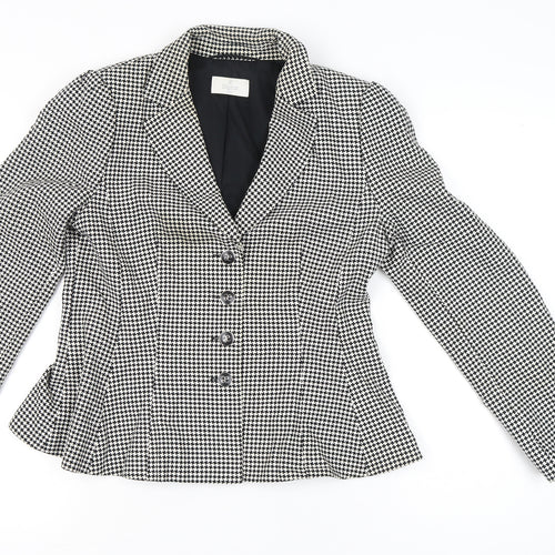 Élégance Paris Women's Black Houndstooth Blazer Size 12