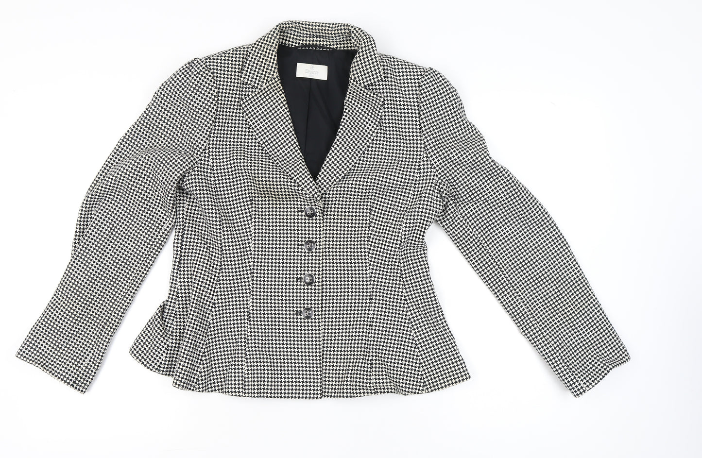 Élégance Paris Women's Black Houndstooth Blazer Size 12