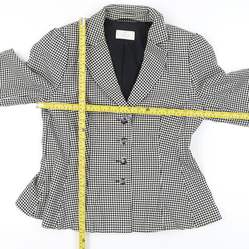 Élégance Paris Women's Black Houndstooth Blazer Size 12