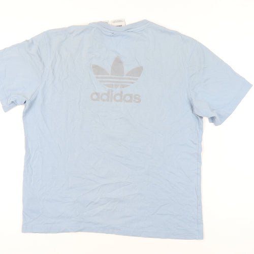 Adidas Men’s Blue Cotton Short Sleeve T-Shirt Size M Crew Neck Logo