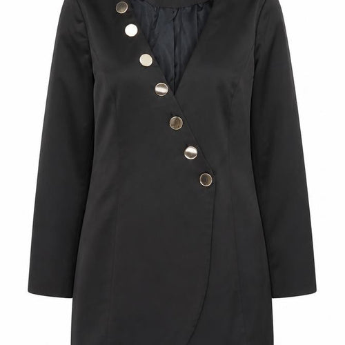 Boohoo Women Black Size 14 Shift Mini Dress Long Sleeve V-Neck
