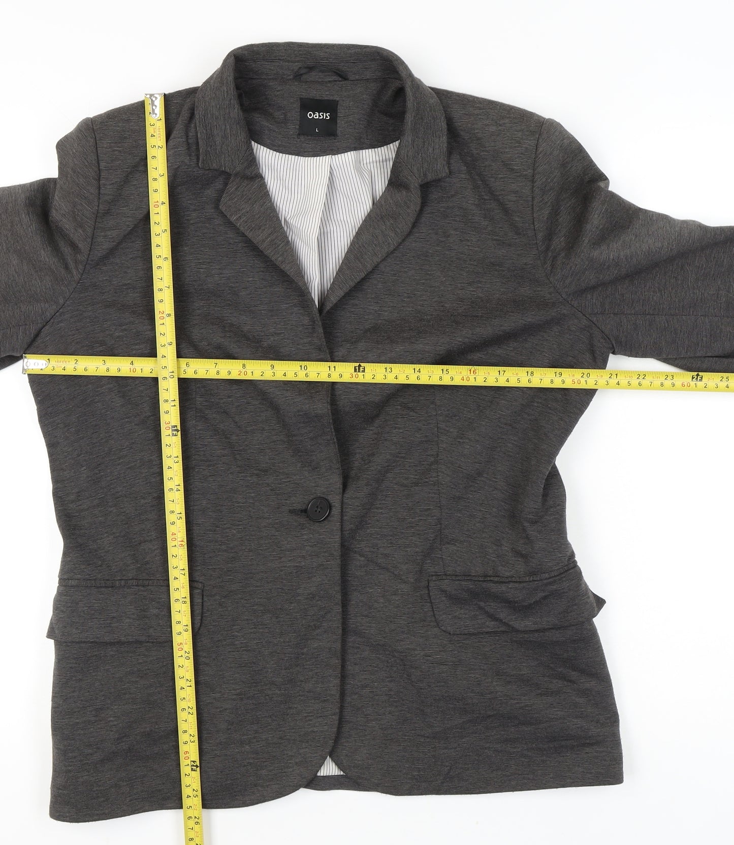 Oasis Women’s Grey Blazer Jacket L Regular Fit Business Casual