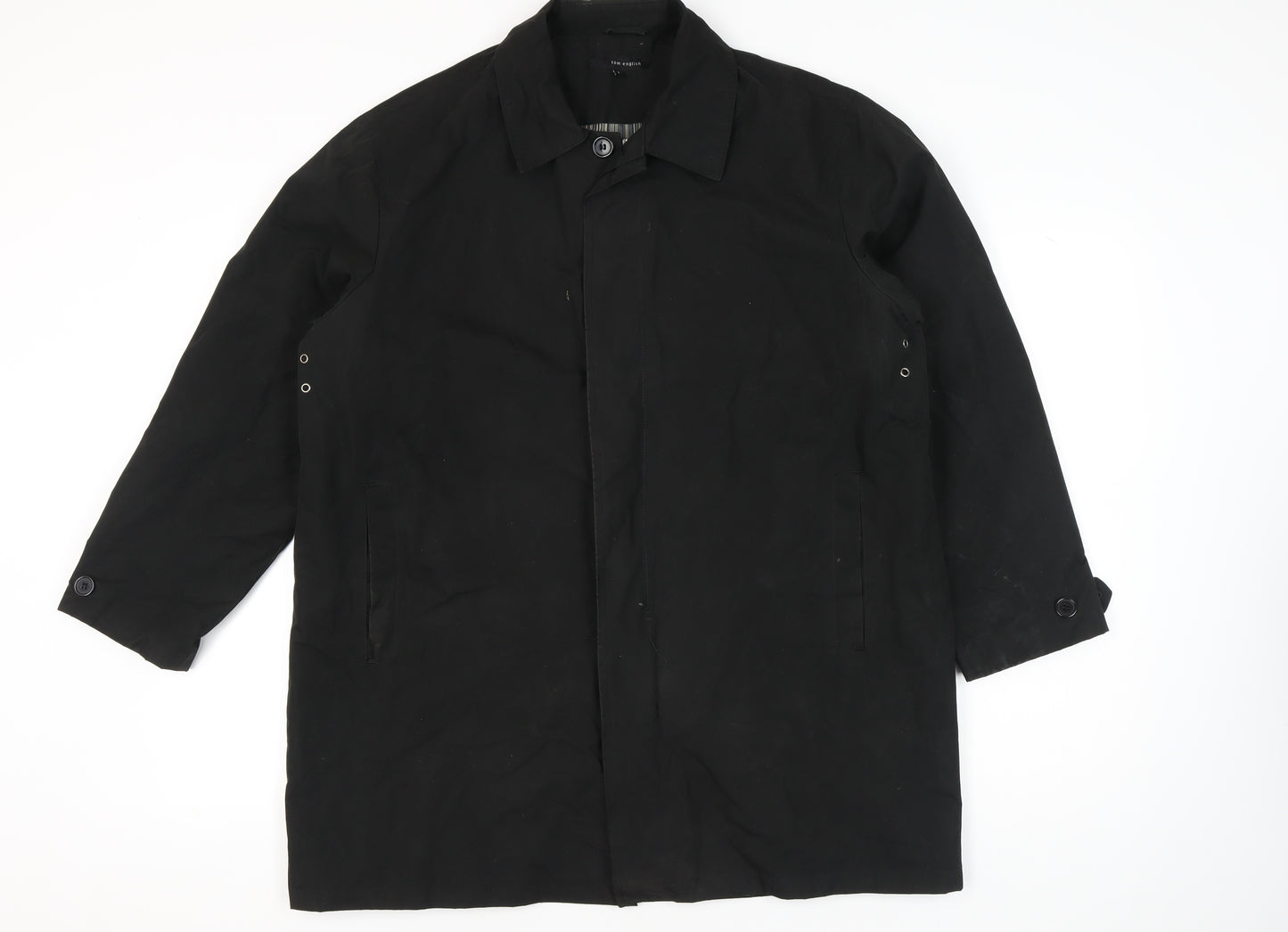 Tom English Men's Black Polyester Overcoat Jacket Size L