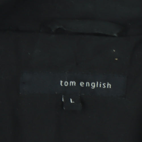 Tom English Men's Black Polyester Overcoat Jacket Size L