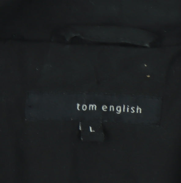 Tom English Men's Black Polyester Overcoat Jacket Size L
