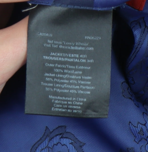 Ted Baker Endurance Men's Blue 40R Wool Suit Jacket Blazer