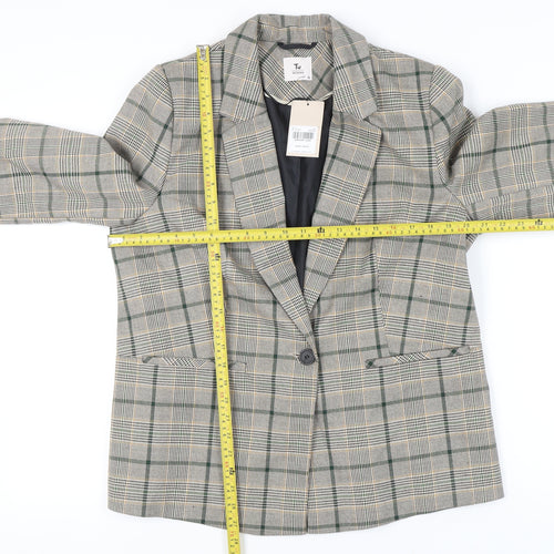 Tu Women Grey Check Blazer Size 16 Regular Fit Work Jacket