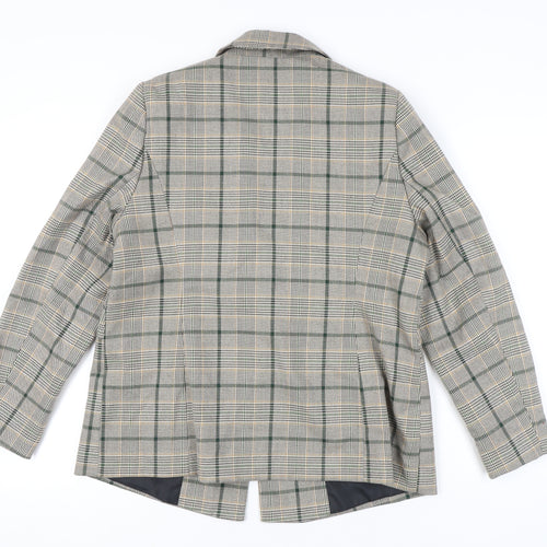 Tu Women Grey Check Blazer Size 16 Regular Fit Work Jacket