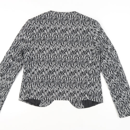 H&M Divided Womens Black White Geometric Blazer Size 16