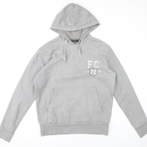 French Connection Mens Grey Pullover Hoodie Size M Logo Graphic