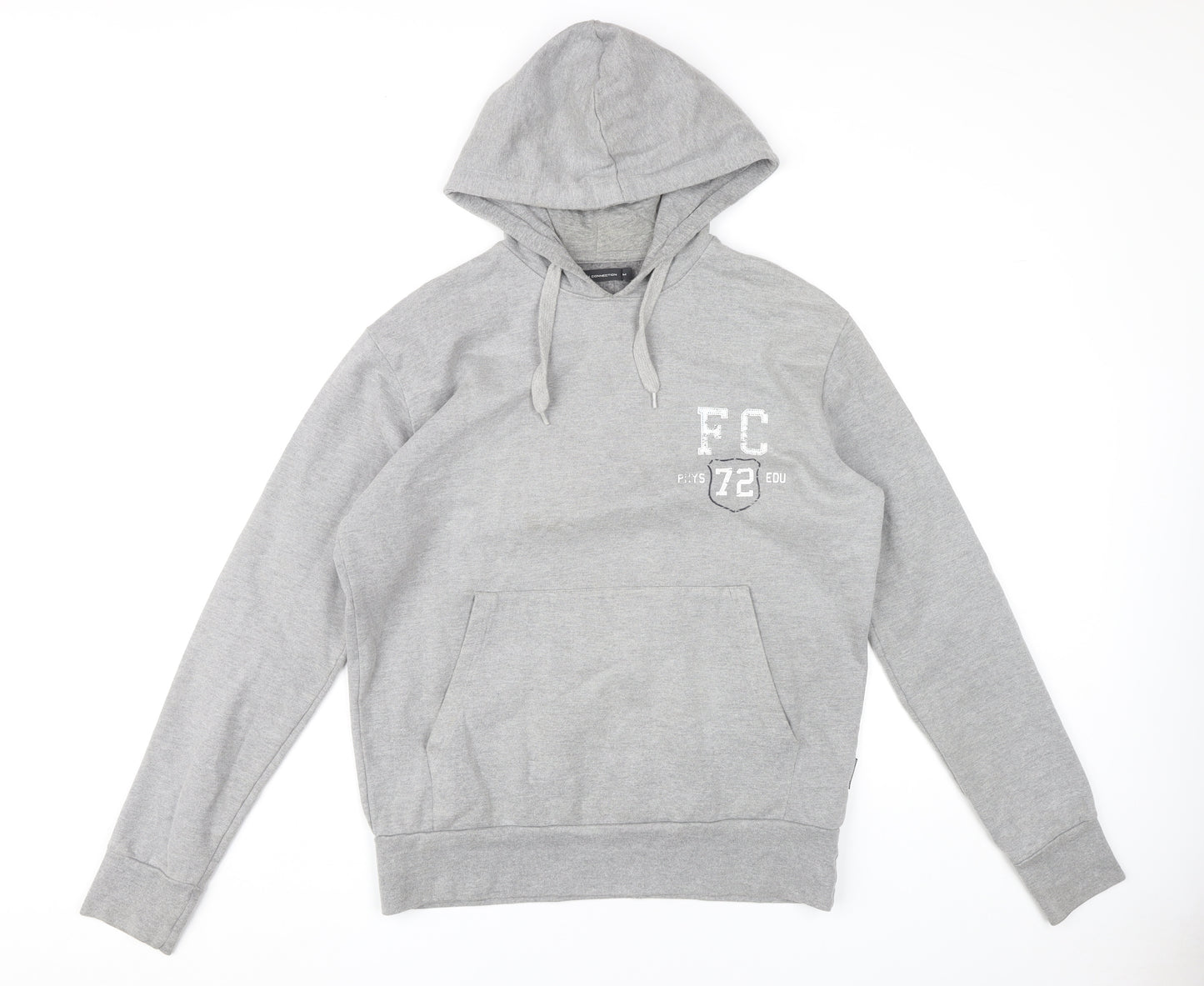 French Connection Mens Grey Pullover Hoodie Size M Logo Graphic