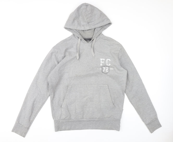 French Connection Mens Grey Pullover Hoodie Size M Logo Graphic