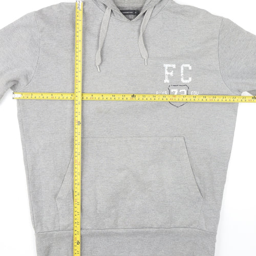 French Connection Mens Grey Pullover Hoodie Size M Logo Graphic