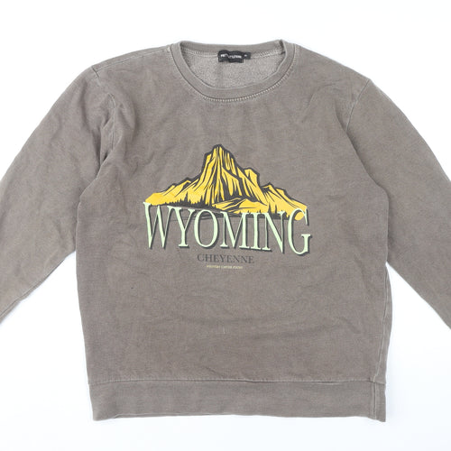 PrettyLittleThing Women’s Brown Graphic Sweatshirt XS Wyoming Print