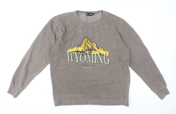 PrettyLittleThing Women’s Brown Graphic Sweatshirt XS Wyoming Print