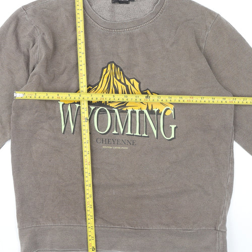 PrettyLittleThing Women’s Brown Graphic Sweatshirt XS Wyoming Print