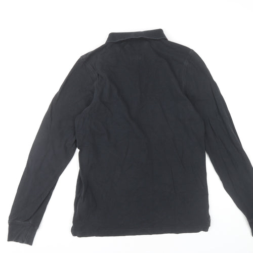 Tommy Hilfiger Men’s Black Polo Shirt M Slim Fit Long Sleeve Cotton