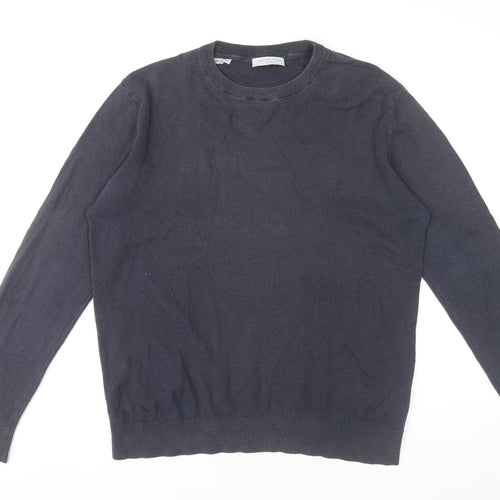 Selected Homme Men’s Blue Cotton Crew Neck Jumper Size M