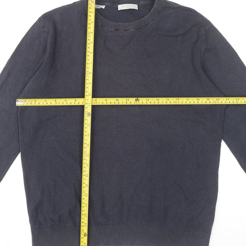 Selected Homme Men’s Blue Cotton Crew Neck Jumper Size M
