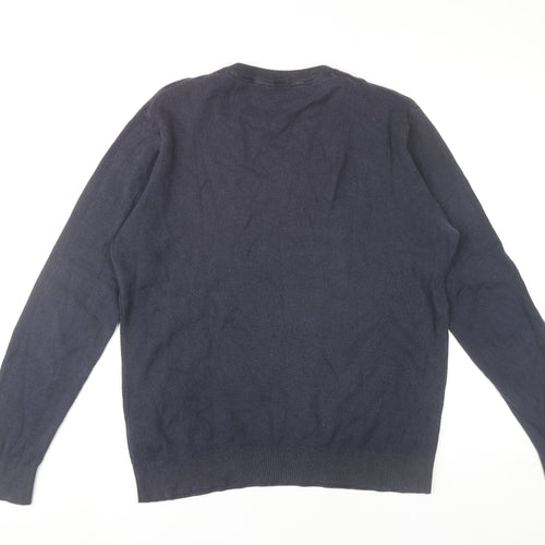 Selected Homme Men’s Blue Cotton Crew Neck Jumper Size M