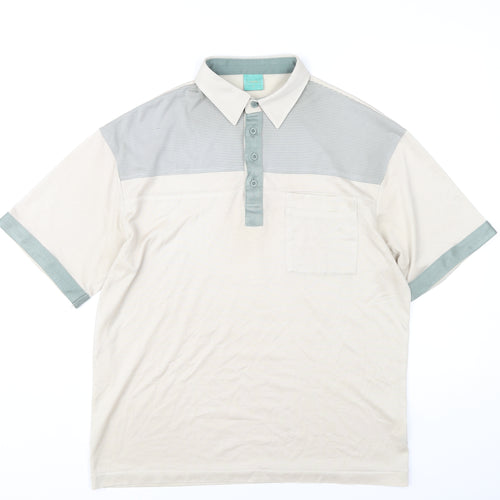 Canda Men’s Beige Polo Shirt M Short Sleeve Cotton Casual