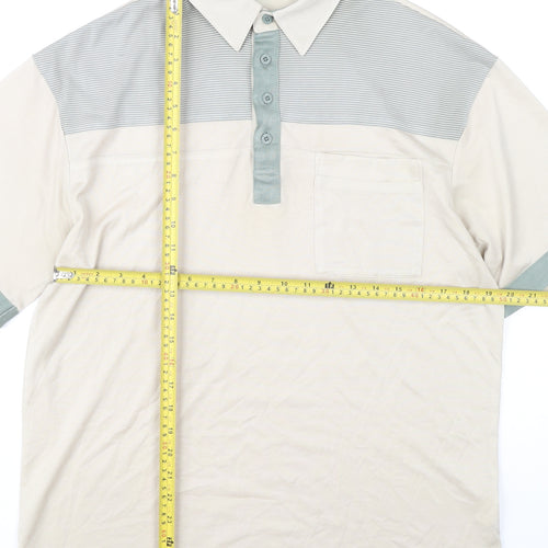 Canda Men’s Beige Polo Shirt M Short Sleeve Cotton Casual
