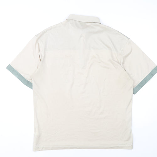 Canda Men’s Beige Polo Shirt M Short Sleeve Cotton Casual