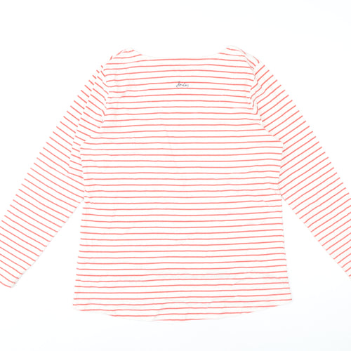 Joules Women’s White Red Striped Dog Jersey T-Shirt UK 14 Long Sleeve
