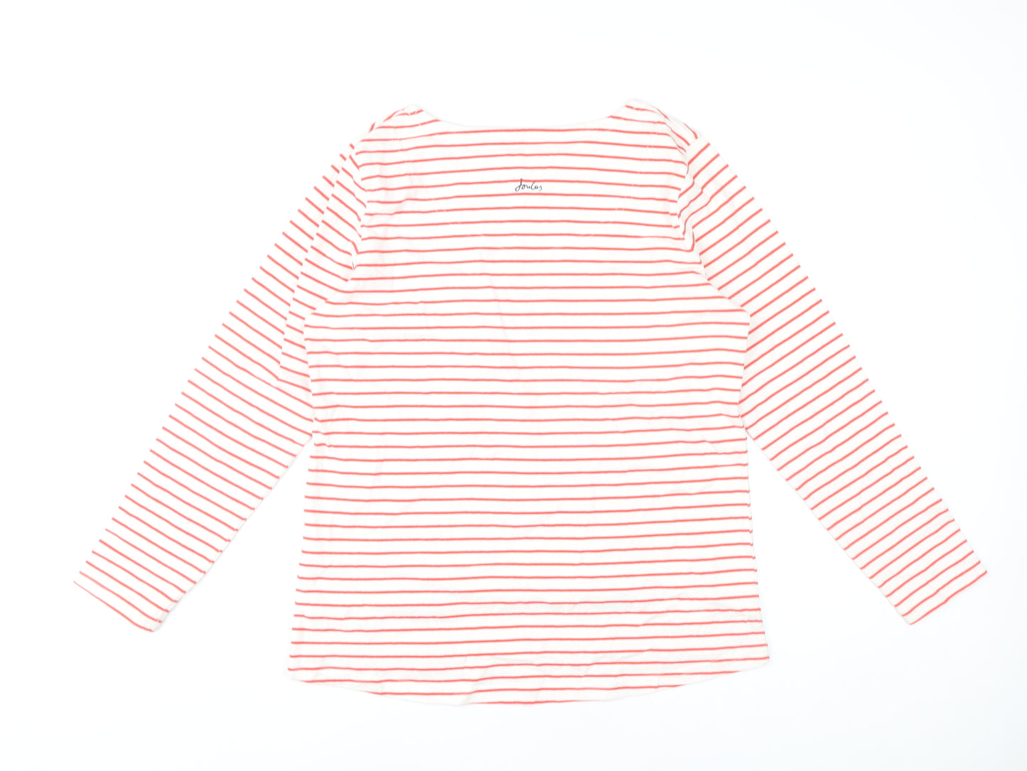 Joules Women’s White Red Striped Dog Jersey T-Shirt UK 14 Long Sleeve