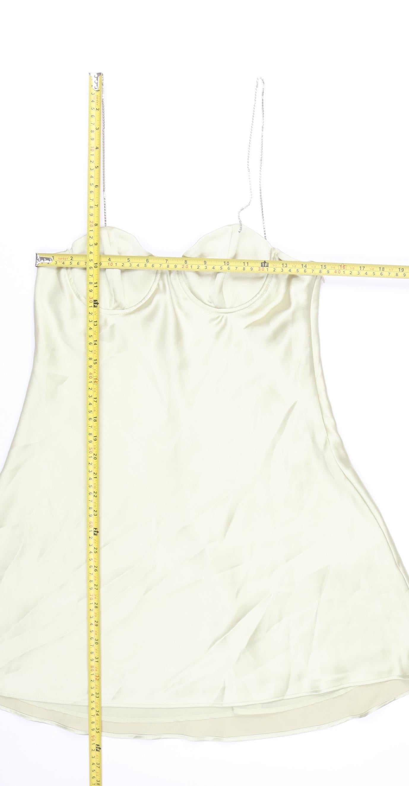 Zara Women Ivory Slip Dress Size 14 Satin Sleeveless Party Wear
