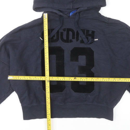 Adidas Womens Blue Cotton Pullover Hoodie Size 10 Long Sleeve