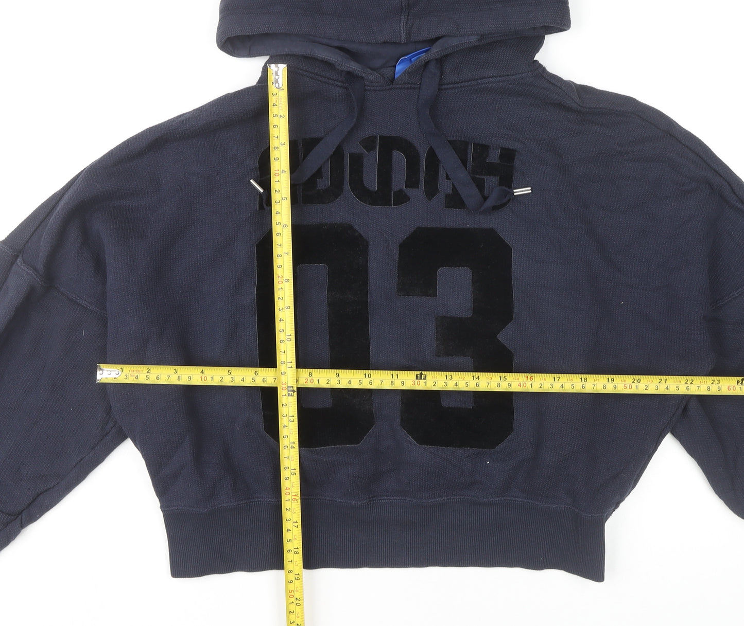 Adidas Womens Blue Cotton Pullover Hoodie Size 10 Long Sleeve