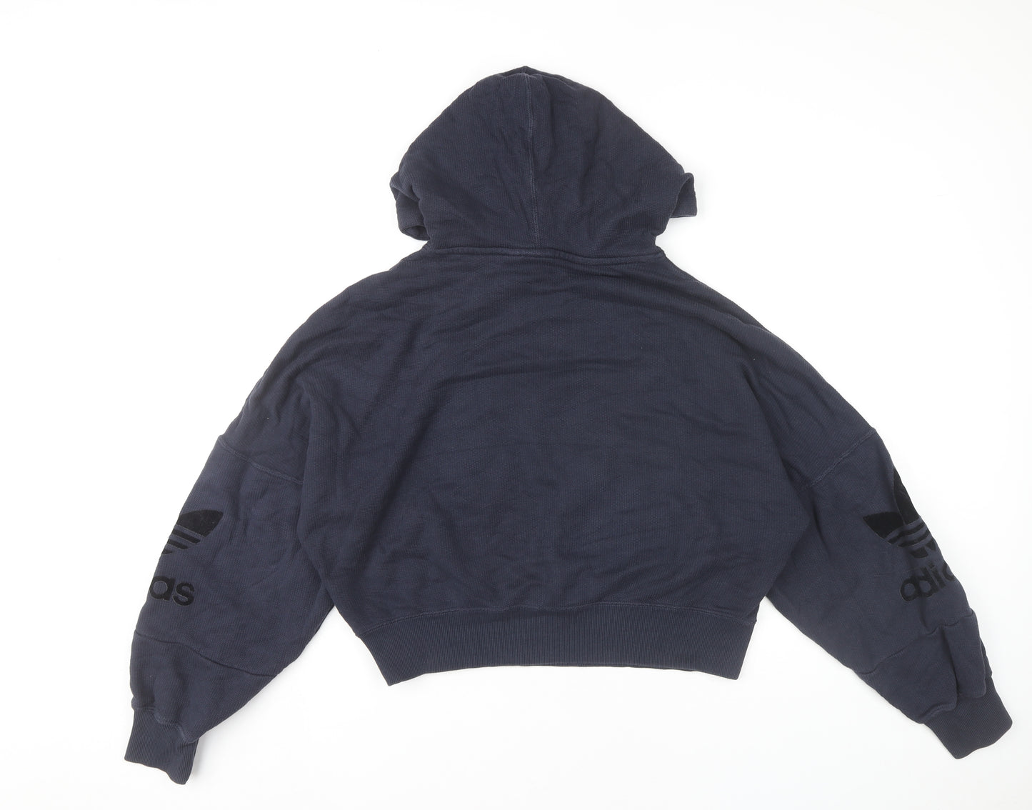Adidas Womens Blue Cotton Pullover Hoodie Size 10 Long Sleeve