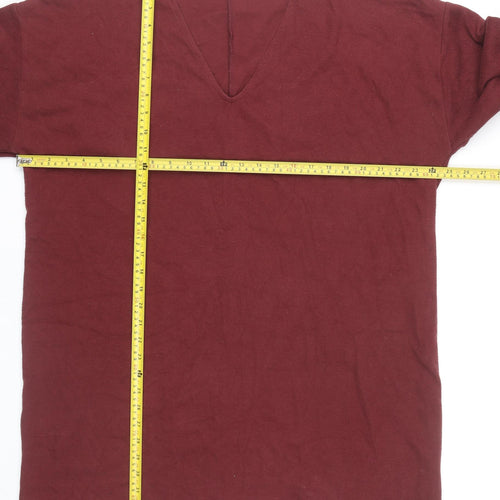 ASOS Women’s Red Shift Knee Length Dress Size 16 Long Sleeve V-Neck