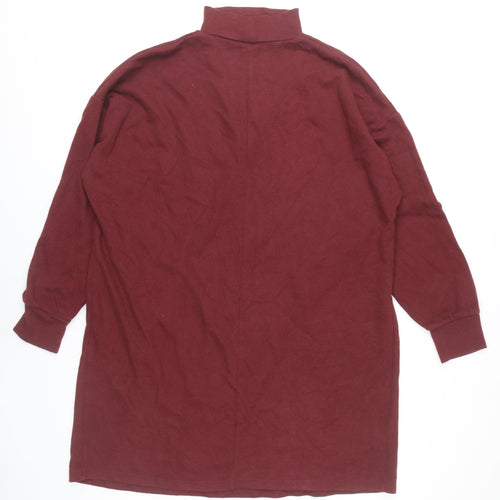 ASOS Women’s Red Shift Knee Length Dress Size 16 Long Sleeve V-Neck