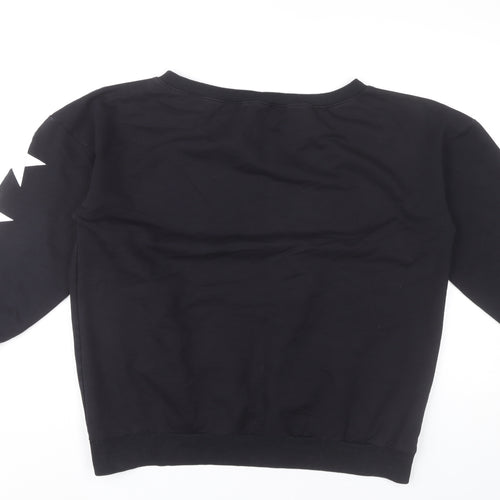Jenerique Womens Black Sweatshirt UK 14 Pullover Star Sleeve