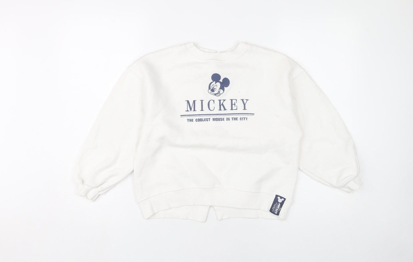Zara Girls Disney Mickey White Pullover Sweatshirt 10 Years Cotton Blend