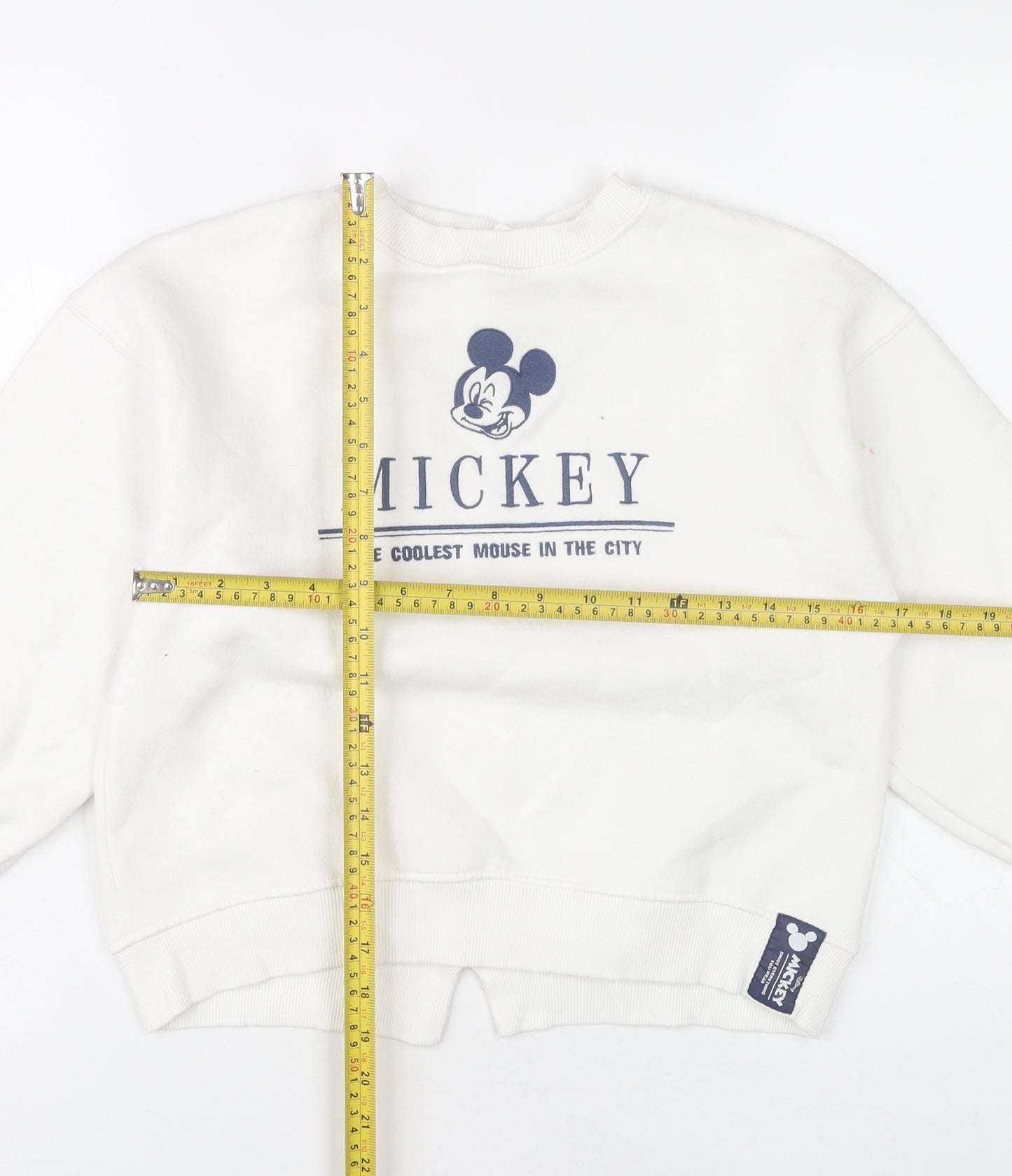 Zara Girls Disney Mickey White Pullover Sweatshirt 10 Years Cotton Blend