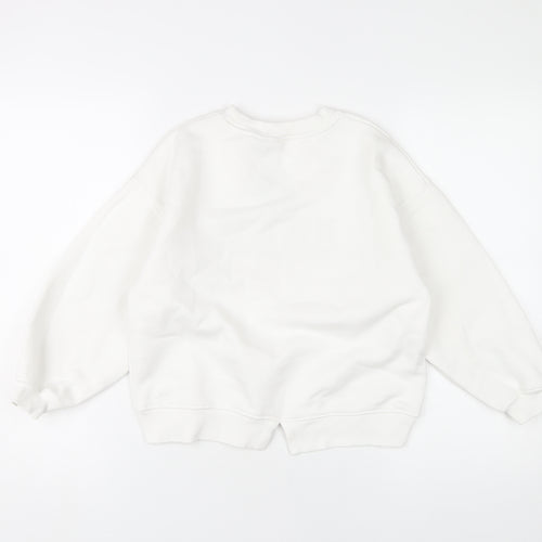 Zara Girls Disney Mickey White Pullover Sweatshirt 10 Years Cotton Blend