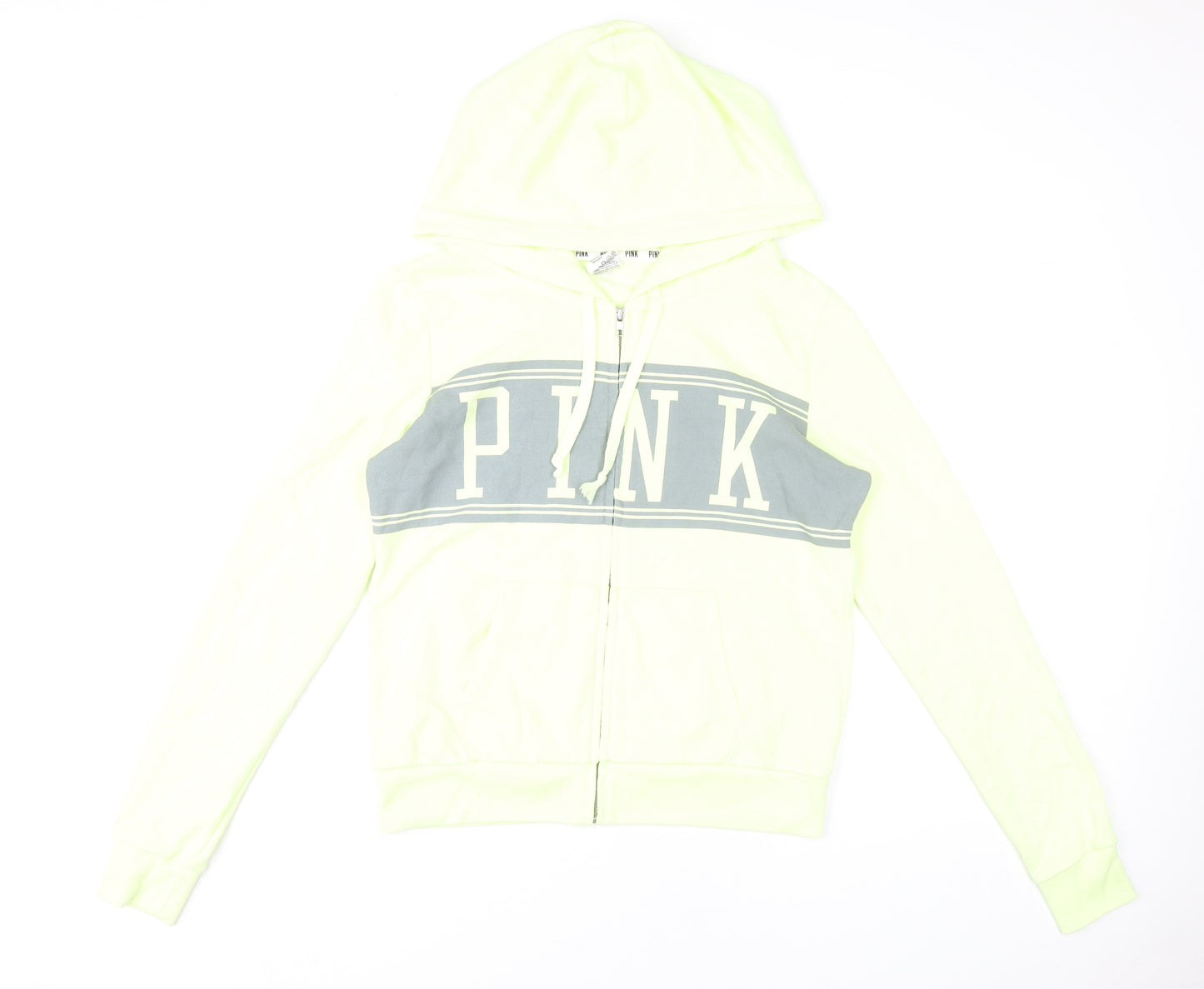 Victoria's Secret PINK Womens Yellow Hoodie Medium Full Zip Logo