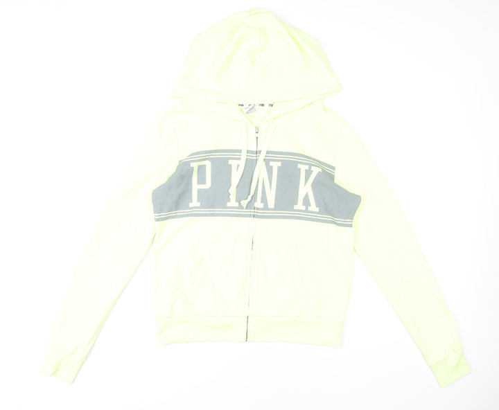 Victoria's Secret PINK Womens Yellow Hoodie Medium Full Zip Logo